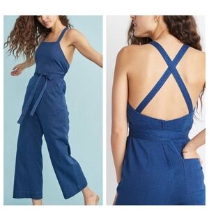 Marine Layer Tess indigo Blue tie up jumpsuit